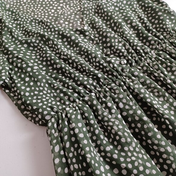 Zara Spotted Chiffon V-neck Midi Dress - Picture 5 of 16